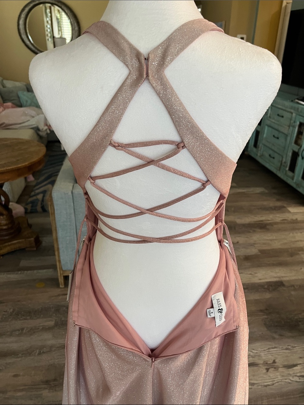 Women’s Sparkle Rose Pink strap-Back One-Piece Dress